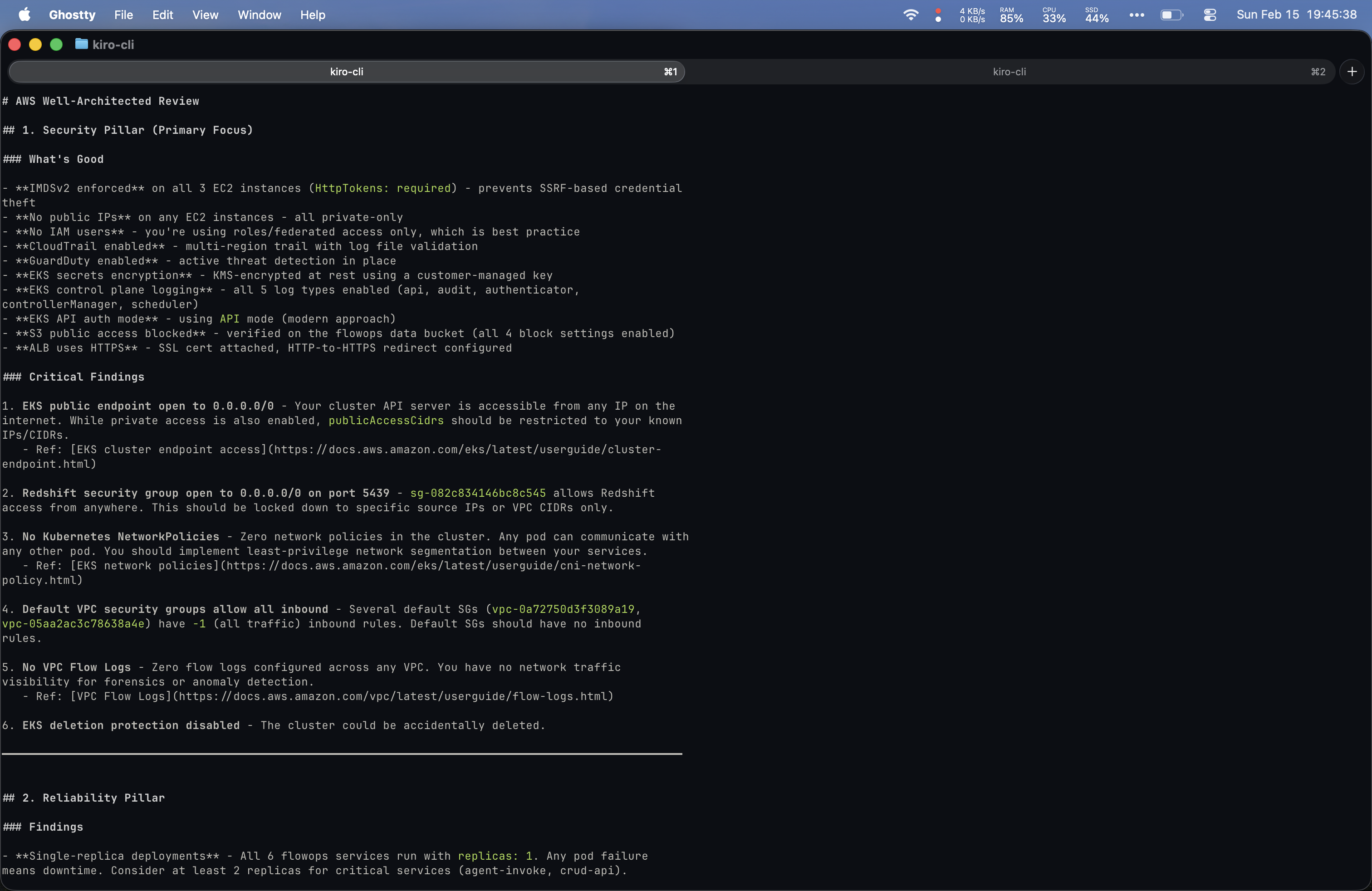 Kiro WAR Security Pillar