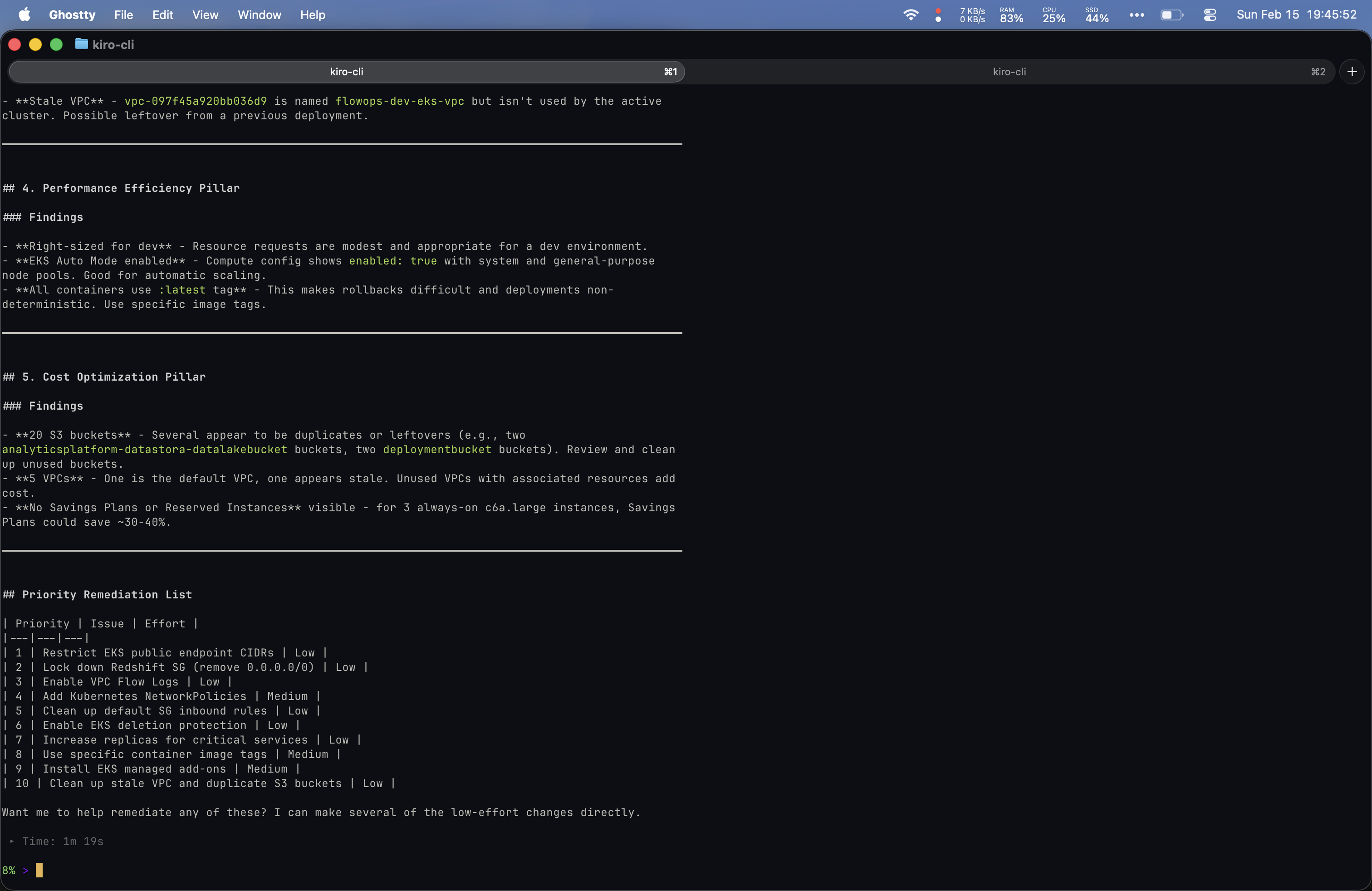 Kiro WAR Cost Optimization and Remediation